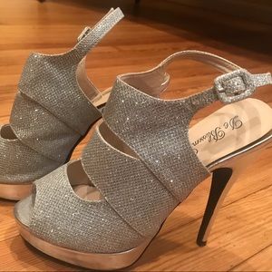 Sparkly silver high heels
